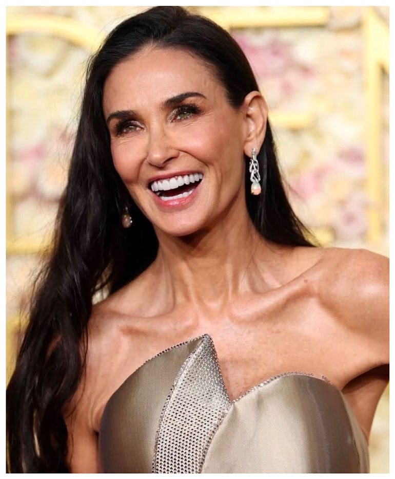 Atriz Demi Moore nos Golden Globes 2025